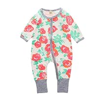 Kids Tales"Flower Baby Girls Pajama Sleeper Cotton Zipper Romper(Size 4-24M)