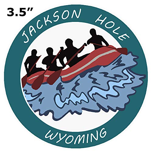 Jackson Hole, Wyoming White Water Rafting Decorative Car Truck Window Sticker Decal Vinyl Die-Cut Badge Emblem Vacation Souvenir Travel Gear