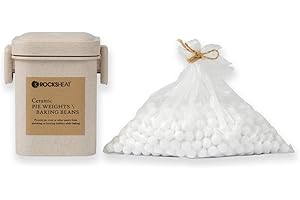 ROCKSHEAT Ceramic Pie Weights Baking Beans Natural Food Grade Crust & Pastry Utensils with Wheat Straw Container (1.3Lb|600g)