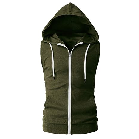 Sannysis Herren Tank Top Mit Kapuze Hooded Cut Off Tanktop Shirt Hoodie Gym Slim Fit Basic T-Shirt Tankshirt Ärmellos Muskels