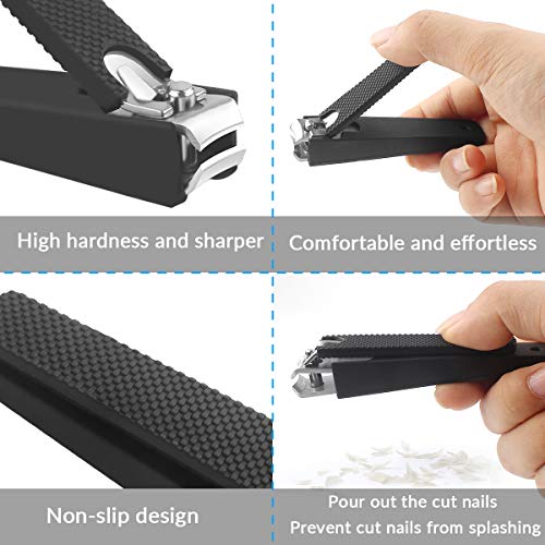 Nail Clippers Set, Atemto Manicure Set for Toenail Ingrown Thick Nail File Lifter Tools 4PCS Stainless Steel Grooming Kits For Men Women Elder with Catcher and Soft Non-Slip Handle with Travel Case - Thumbnail 7