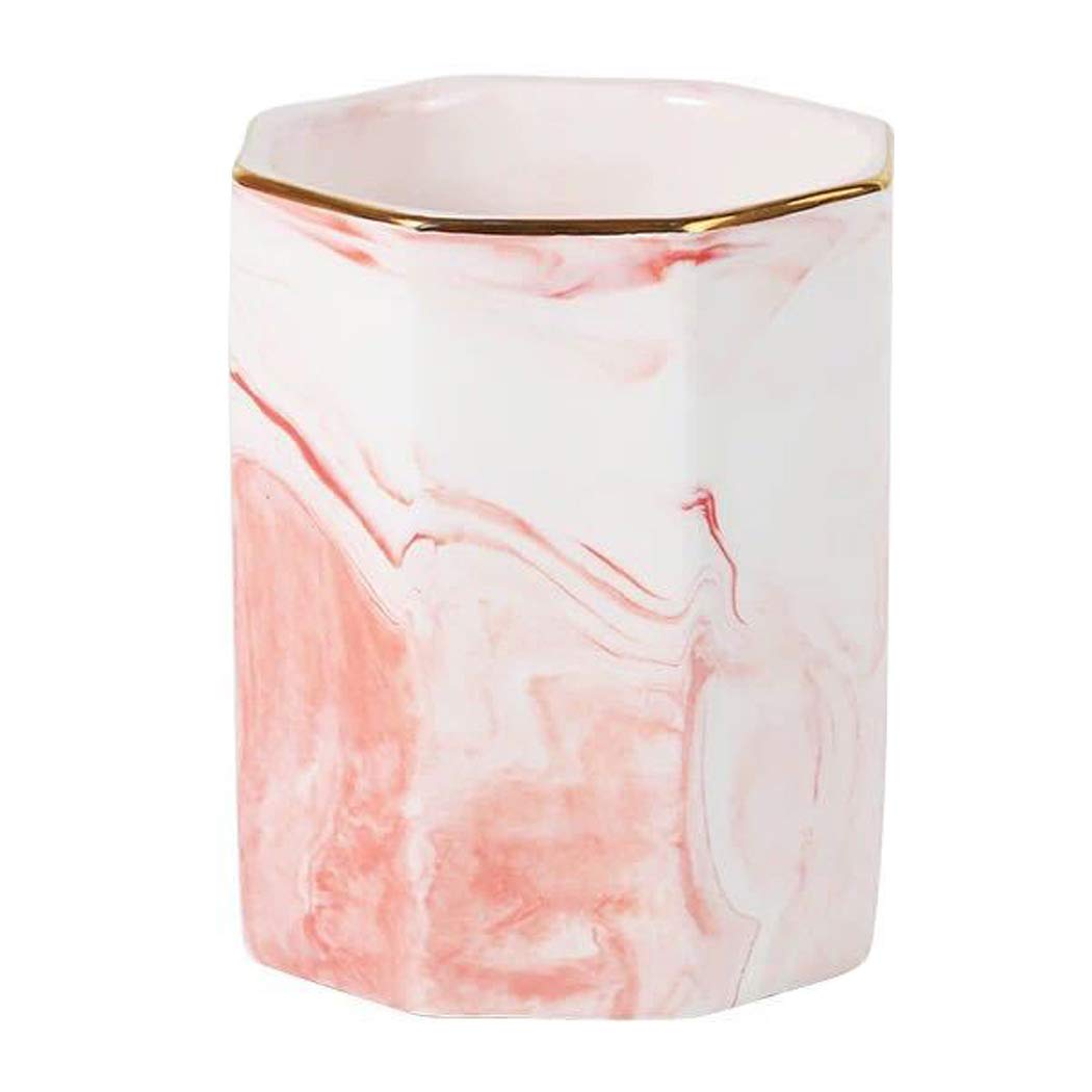 SIPLIV Ceramic Pencil Holder, Pen Containers Desk Organizer Makeup Brush Holder for Office School Home Supplies, Gray Marble