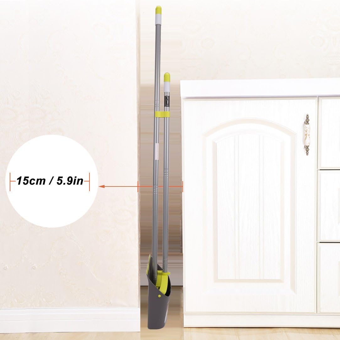 TreeLen Broom and Dustpan with Long Handle for Office and Home, Vertical Use for Cleaning 4