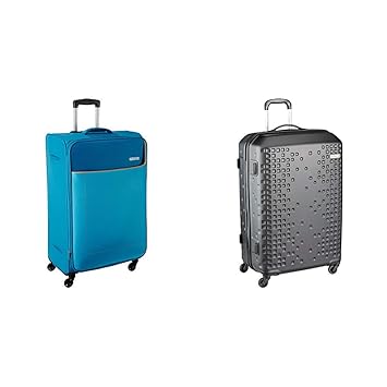 American Tourister Polyester 80 cms Turquoise Softsided Check-in Luggage + Cruze ABS 80 cms Black Hardsided Carry-On (AMT JAMAICA SP 80CM TURQ + AN6 (0) 09 003)