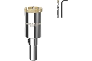 Mollom 13/16" (21mm) Diamond Hole Saw with 2Pcs Removable Pilot Drill Bit Smooth Cutting for Porcelain Tiles,Glass,Ceramic,Marble,Fiberglass,etc