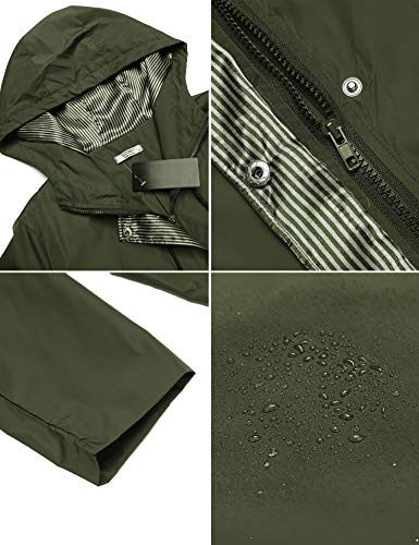 SUNAELIA Rain Jacket Women Waterproof Lightweight Hooded Raincoat Active Outdoor Windbreaker Trench Coat S-XXL (Large, Army Green)