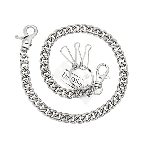 Uniqsum Short Basic Round coil wallet chain Swivel Trigger snap Biker Punk Key chain (Silver)