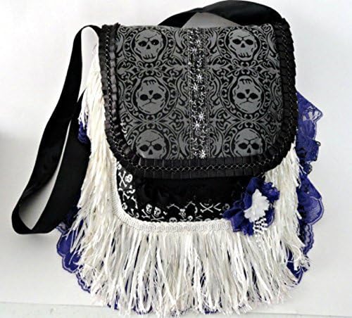 Boho Gothic Skull Black Cross-Body Purse-Bag-Handbag