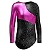 Long Sleeves Rainbow Stripes Starry Sky Dancing Athletic Leotard for Little Girl Black 150(9-10Y)