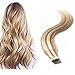 Tape in Human Hair Extensions 20 inch Highlight Double Side Tape Seamless Skin Weft Natural Hair Extensions Long Straight Silky (20