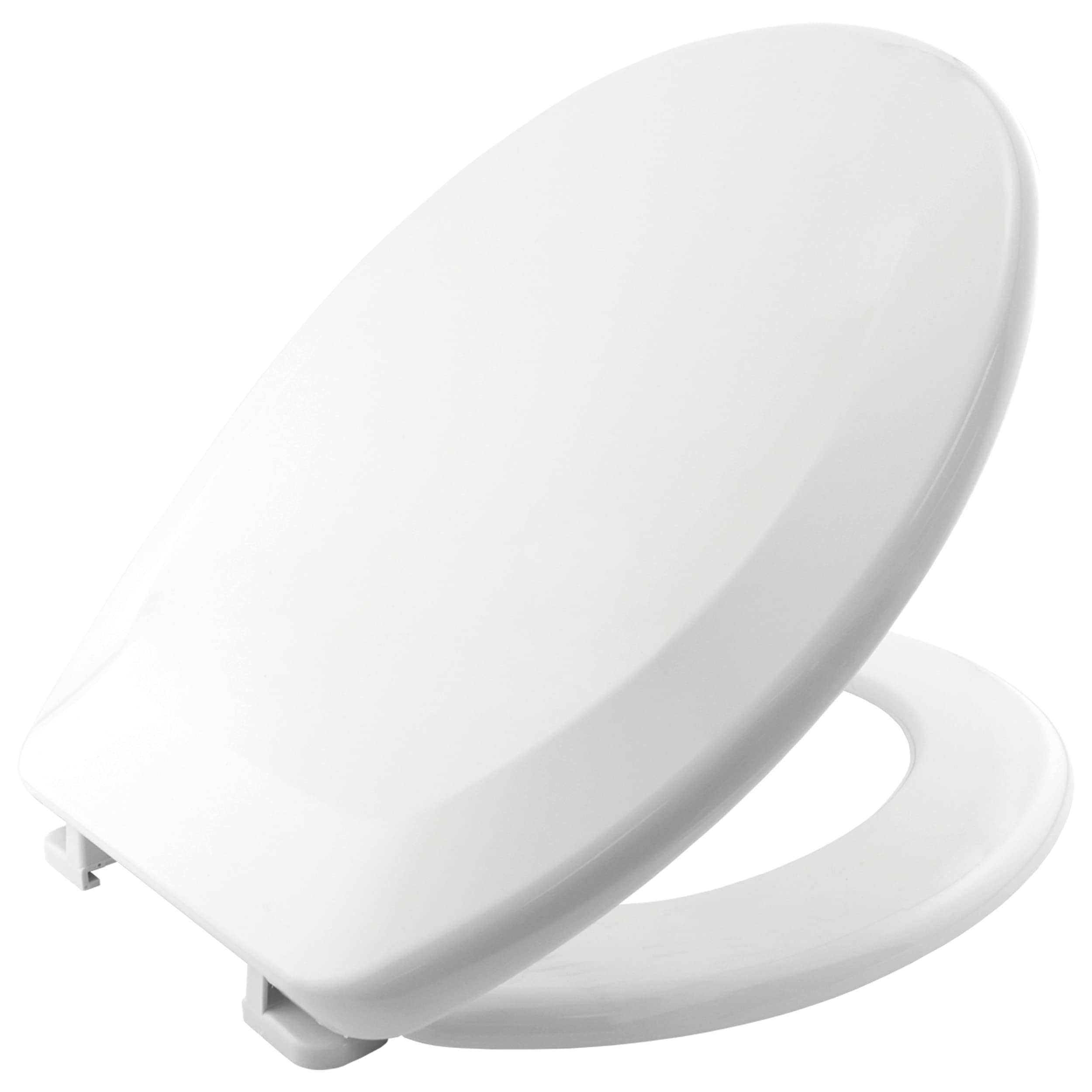 BEMIS Ashford Thermoplastic White Toilet Seat. Non Slip Toilet Seat with Universal Adjustable Plastic Hinges. Recyclable, Easy to Clean & Quick Installation, White