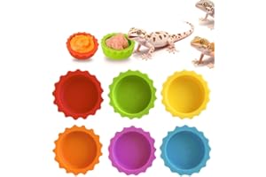 Meow&Woof Crested Gecko Food and Water Feeding Cups, Reptile Food Dish, 6 Pack Colorful Water Bowl for Bearded Dragon Tank Terrarium Accessories Supplies for Tortoise, Crab and Small Pet