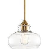 Kira Home Harlow 9" Modern Industrial Farmhouse/Schoolhouse/Rustic Pendant Light with Clear Glass Shade, Adjustable Hanging H