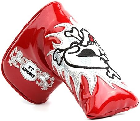 Skull Embroidery Style Golf Blade Putter Headcover Covers with Magnetic Closure Synthetic Leather