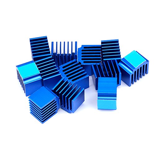 Upgrade Stepper Motor Driver Heatsink, FYSETC 3D Printer Parts Driver Heat Sink Aluminum Heatsinks Cooling Fin Drivers for Raspberry Pi LV8729 A4988 DRV8825 TMC2208 TMC2100 TMC2130 Driver-10 Pcs, Blue