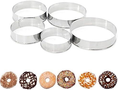 Wewin 5-Piece Stainless Steel Round Circle Cookie Mousse Cake Ring Cake Gum Paste Mould Layer Slicer DIY Wedding Cake Tools