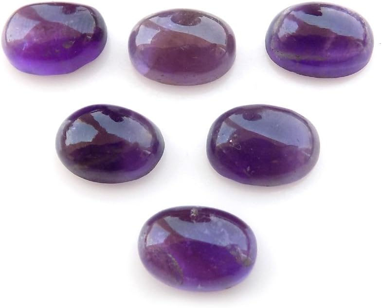 RASIYO 5 Pcs Amethyst Cabochon Lot, 11x9mm Oval Shape Jewelry Making Stone, Wholesale Lot, Calibrated Cabochons