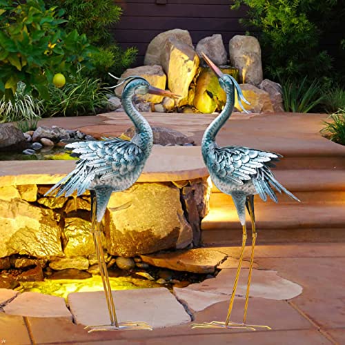 CHISHEEN Large Garden Crane Statues Outdoor Sculptures, Metal Yard Art