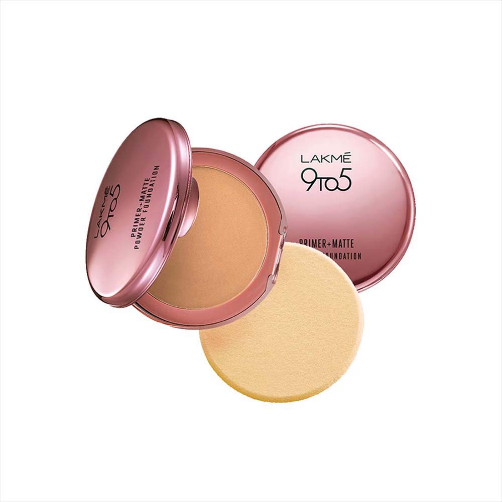 Lakme 9 to 5 Primer with Matte Powder Foundation Compact, Honey Dew, 9g