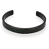 Jonline24h Mens Womens Stainless Steel Bracelet Classic Roman Numeral Cuff Bangle Silver
