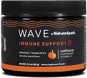 HidrateSpark Wave Immune Support Powder Water Supplement, Sugar-Free, Zero Calorie Drink Mix, 16 Serving Container, Mixed Berry Flavor, Orange Tangerine Flavor