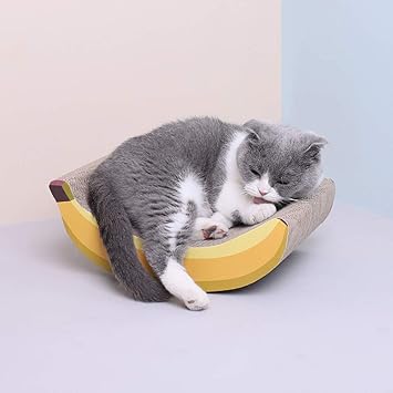 Amazon Mewmew 猫 爪とぎ バナナの形 スクラッチャー 高密度 猫ベッ つめとぎ インテリア 猫おもちゃ 竿 ネズミ おもちゃ 無料付き 爪磨き 耐久 運動不足改善 ストレス解消 猫おもちゃ Mewmew 爪とぎ 通販