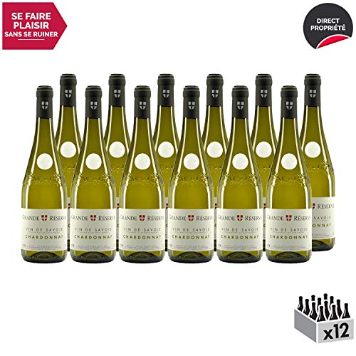 Vin de Savoie Grande Réserve Chardonnay Blanc 2018 - Maison Perret - Vin AOC Blanc de Savoie - Bugey - Cépage Chardonnay - Lot de 12x75cl