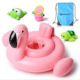 Pfloat Flamingo Baby Float,Inflatable Baby Swimming Float For Age 6 -36 Months With 3 Bath Toys&Carry Bag