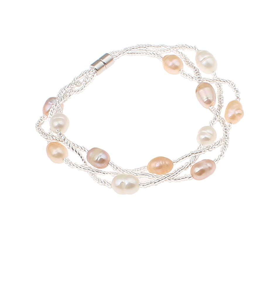 Treasure Bay Multi-strand White Cultured Freshwater Pearl Bracelet (Multicolour) — image 1
