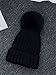LITHER Winter Knit Hat Real Fox Fur Pom Pom Womens Girls Knit Beanie Hat Black