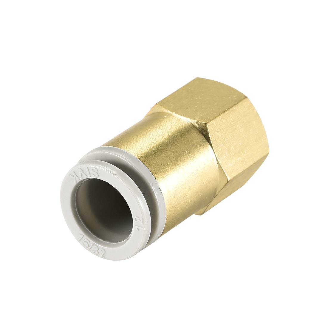 sourcing map Push to Connect Tube Fittings 12mm Tube OD x 3/8 PT Female Straight Pneumatic Connector Pipe Fitting Golden Tone
