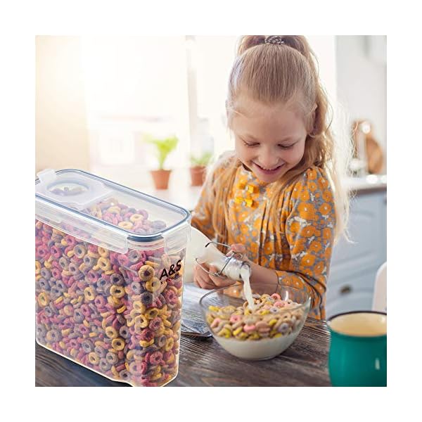 AS-Kitchen-Cereal-Containers-Storage-Set-of-4X-4L-Airtight-Container-with-Lid-Labels-Chalk-Pen-Pantry-Storage-Plastic-Containers-Flour-Storage-Container-Pet-Food-Storage-Containers-Dispenser A&S Kitchen Cereal Storage Containers Set of 4x 4L Airtight Container with Lid, Labels, Chalk Pen. Pantry Storage…