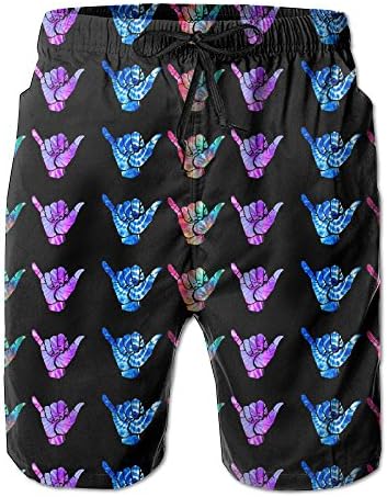 Mens Casual Beach Board Shorts Hawaii Shaka Symbol Swim Trunk