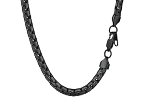316L Stainless Steel Round Link Chain for Men, Black/18K Gold Plated, 4mm/6mm Chain Necklace, 18/20/22/24/26/28/30 inch