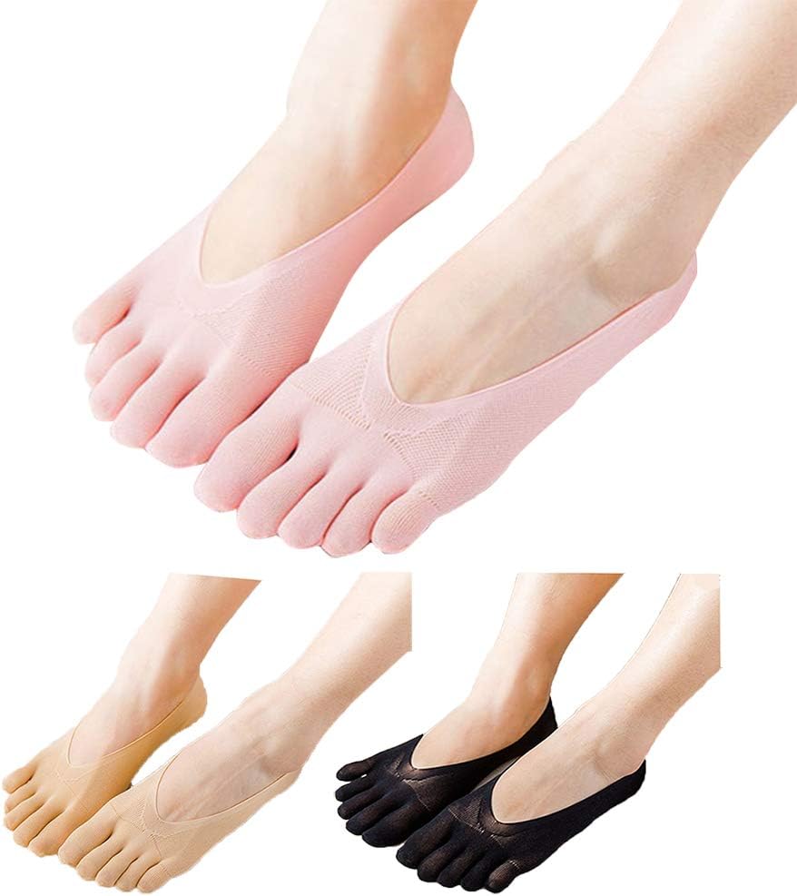 HONOW Women's No Show Toe Socks Invisible Liner Summer Casual (Pack of 3/5/6)