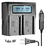 NP-F970 Dual Battery Charger for Sony NP-F550 NP-F750 NP-FM55H NP-FM500H NP-F960 NP-F570 NP-F770 NP-F930 NP-F950 NP-QM71 NP-QM91 NP-QM71D Panasonic VBD JVC V607 Camera with Digital Display