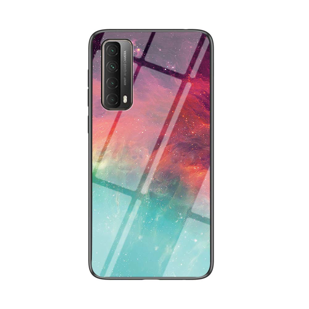MingMing Multicolor Case for Huawei Y7a/P smart 2021 Case Gradient Clear Tempered Glass Cover Case Compatible with Huawei Y7a/P smart 2021 (Colour Starry)