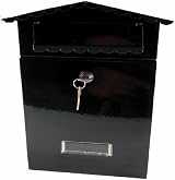 Greenfields Lockable Black Galvanised Wall Mount Mailbox Post Box Weatherproof view 4