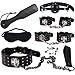 7 Piece Leather Bondage Restraints Set Kit for Bed and Under Bed Sex Play SM Bondage Toy Gear Wrist Cuffs Gags Collar Spanking Nipple Rope Strap On Harness for Women Couples Lesbian Female,A3thumb 4