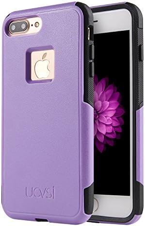 iPhone 8 Plus Case,iPhone 7 Plus Case, UOVSI [UX-8 SERIES] Anti-slip, Solid Dual Layers Radiating Silicone PC Cover for iPhone 8 plus/7 Plus (Purple Black)