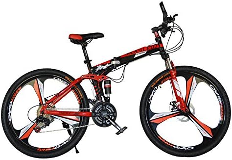 Leisu Mountain Bikes 21 Speed 26” Wheel Folding Bicycle High-Carbon Steel Frame Bike Light Weight for Man Woman Student Child Workers Teenager