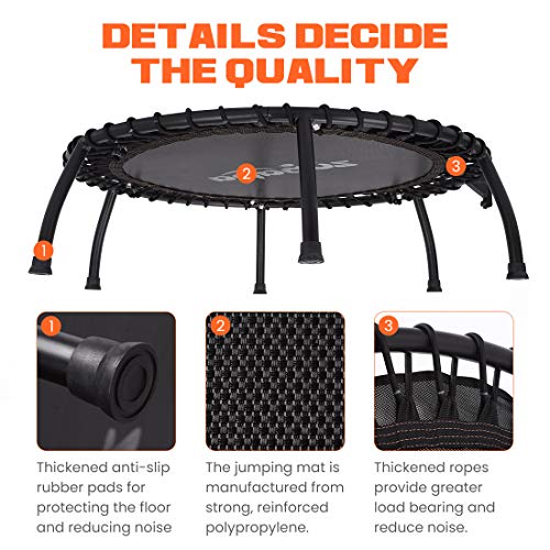 Zupapa Rebounder Mini Trampoline with Handle bar Silent Personal