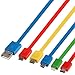 JASTEK Multi Charging Cables with 8pin Connector,Micro USB,Mini USB and Type C Ports for Mobile Devices Charging - Colorful