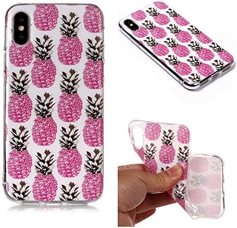 XINYIYI Silicone Case for Apple iPhone XR, Luxury Clear View Design Bumper Highly Transparent Ultra Thin Colorful Painted TPU Clear Full Protection Case Cover Anti-Shock for iPhone XR - Pineapple