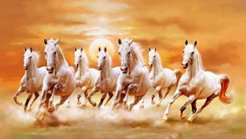 The Art Factory Seven Horse Vaastu Canvas Painting, Multicolor, 24x60, CP-1921