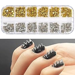 DANNEASY 2 Boxes/24 Grid Punk Nail Charm Mix-color