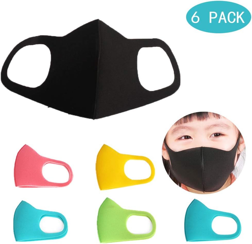 TRIEtree Anti Pollution Dust Kids Mask,6 Pack Sponge Anti Dust Mouth Face Masks Washable Reusable Safety Face Mask Respirator for Kids Outdoor Activities(Random Color)