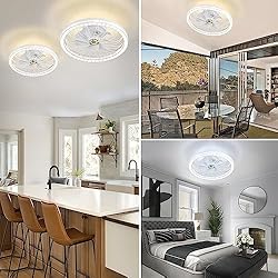 KINGTORO Modern White Ceiling Fans with Lights