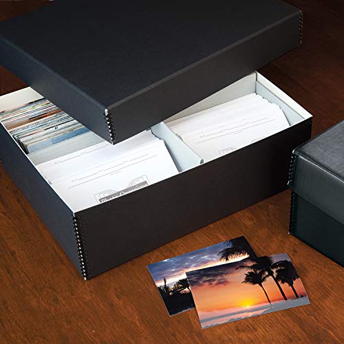 Lineco, Black Archival Photo Storage Box with Removable Lid 15.5" x 12" x 5" without Envelopes