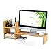 SONGMICS Bamboo Monitor Stand Computer Riser with 2-tier Desktop Storage Desk Organizer for Home Office Natural ULLD206